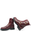 Acebos Burgundy Buckles Leather Boot-Tassel Children Shoes