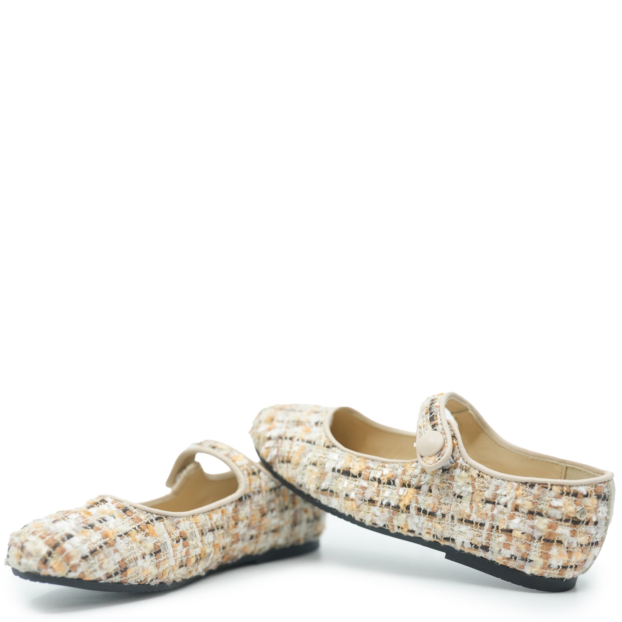 Manuela Beige Tweed Mary Jane-Tassel Children Shoes