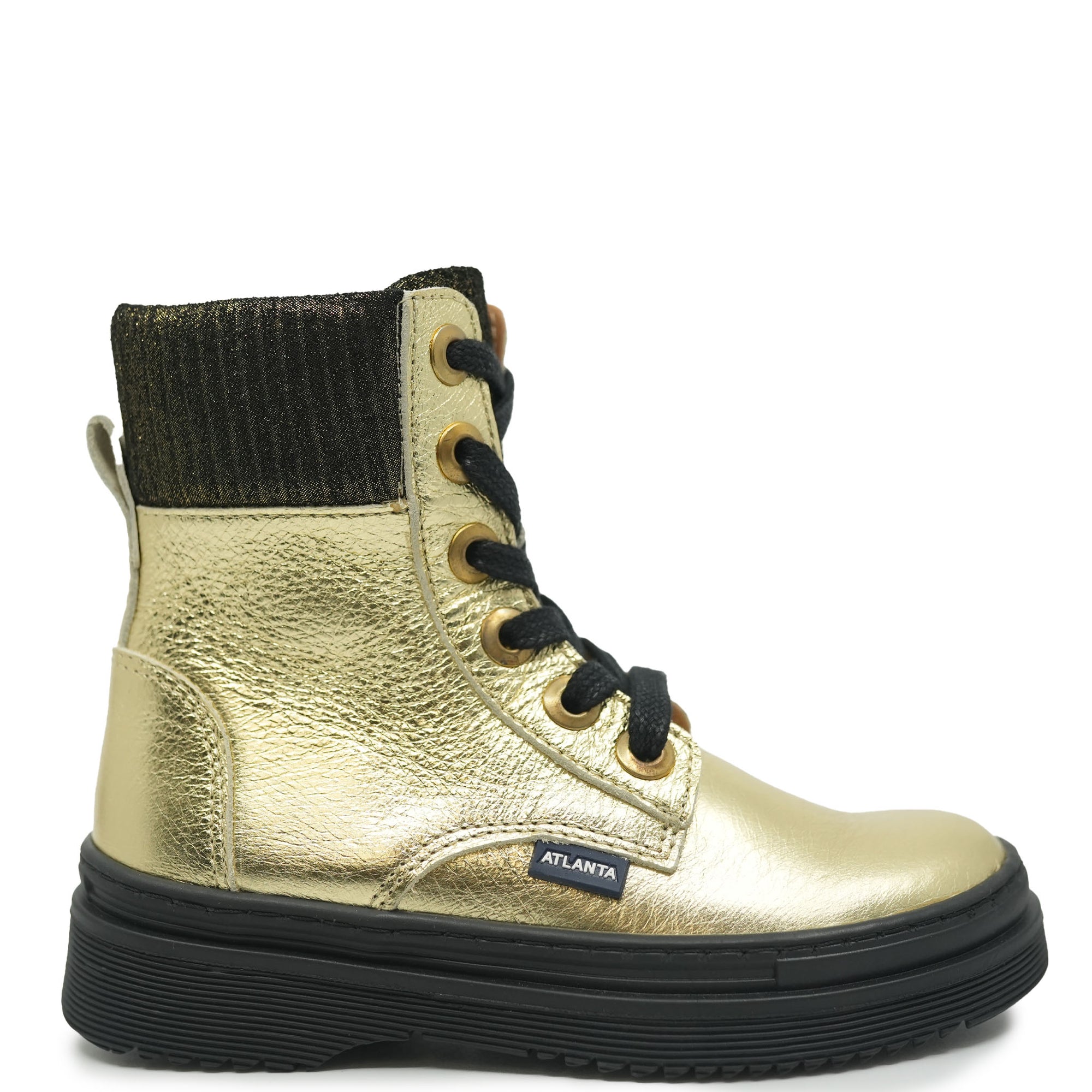 Atlanta Mocassin Gold Metallic Cuff Boot-Tassel Children Shoes
