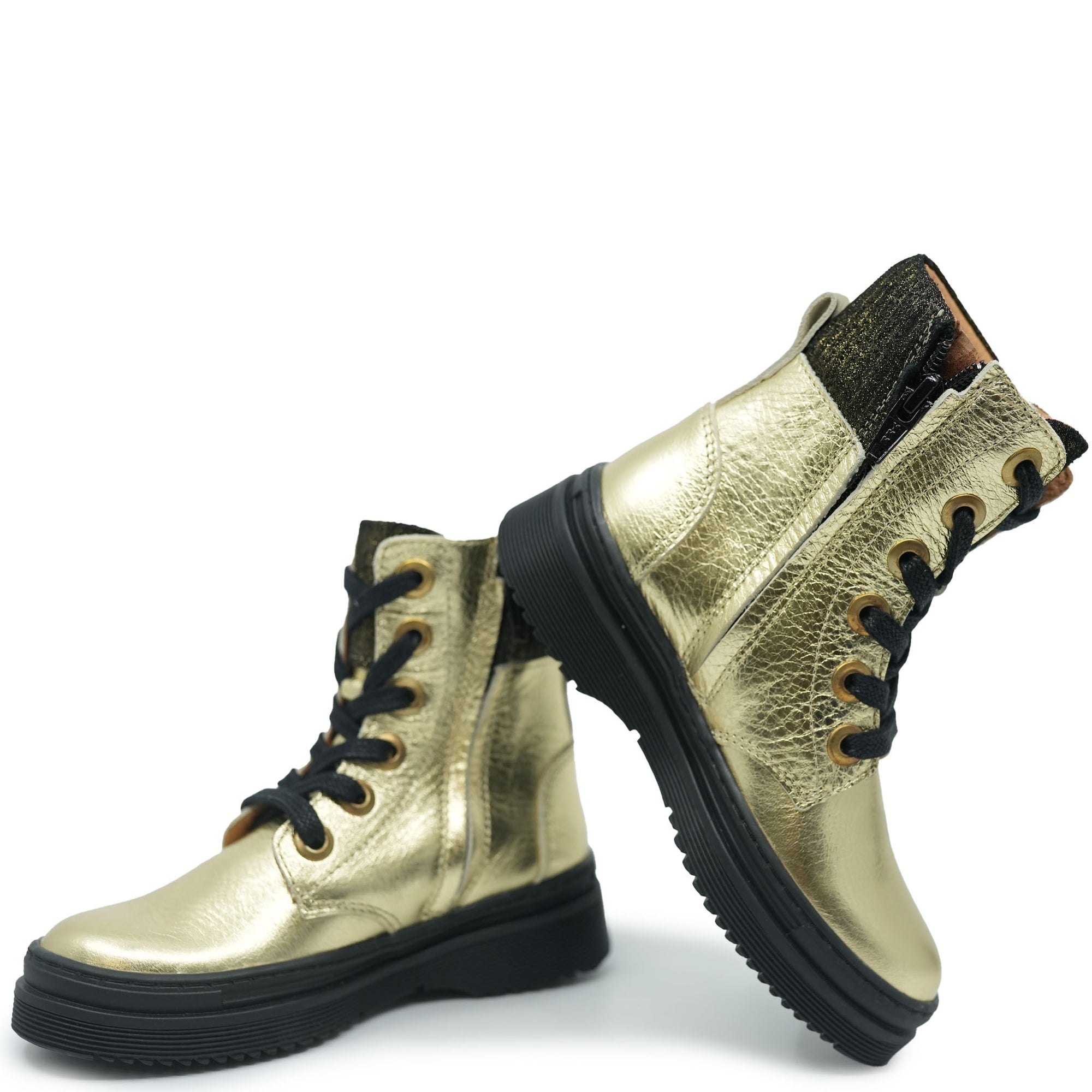 Atlanta Mocassin Gold Metallic Cuff Boot-Tassel Children Shoes