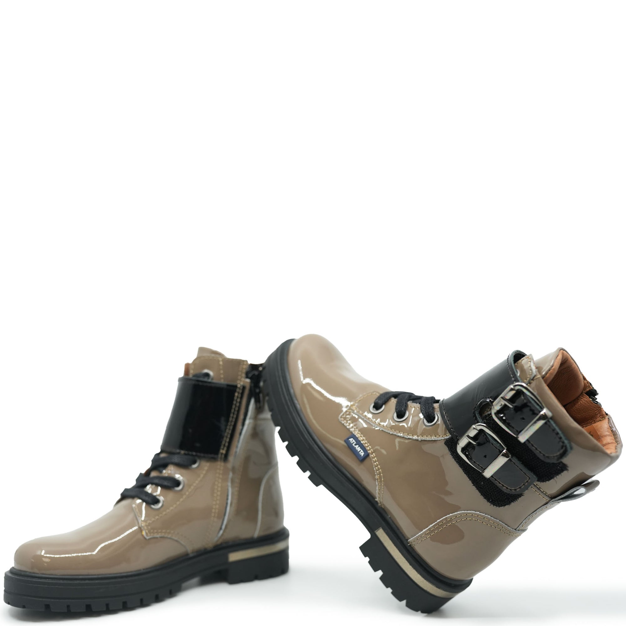 Atlanta Mocassin Toffee Patent Buckle Boot-Tassel Children Shoes
