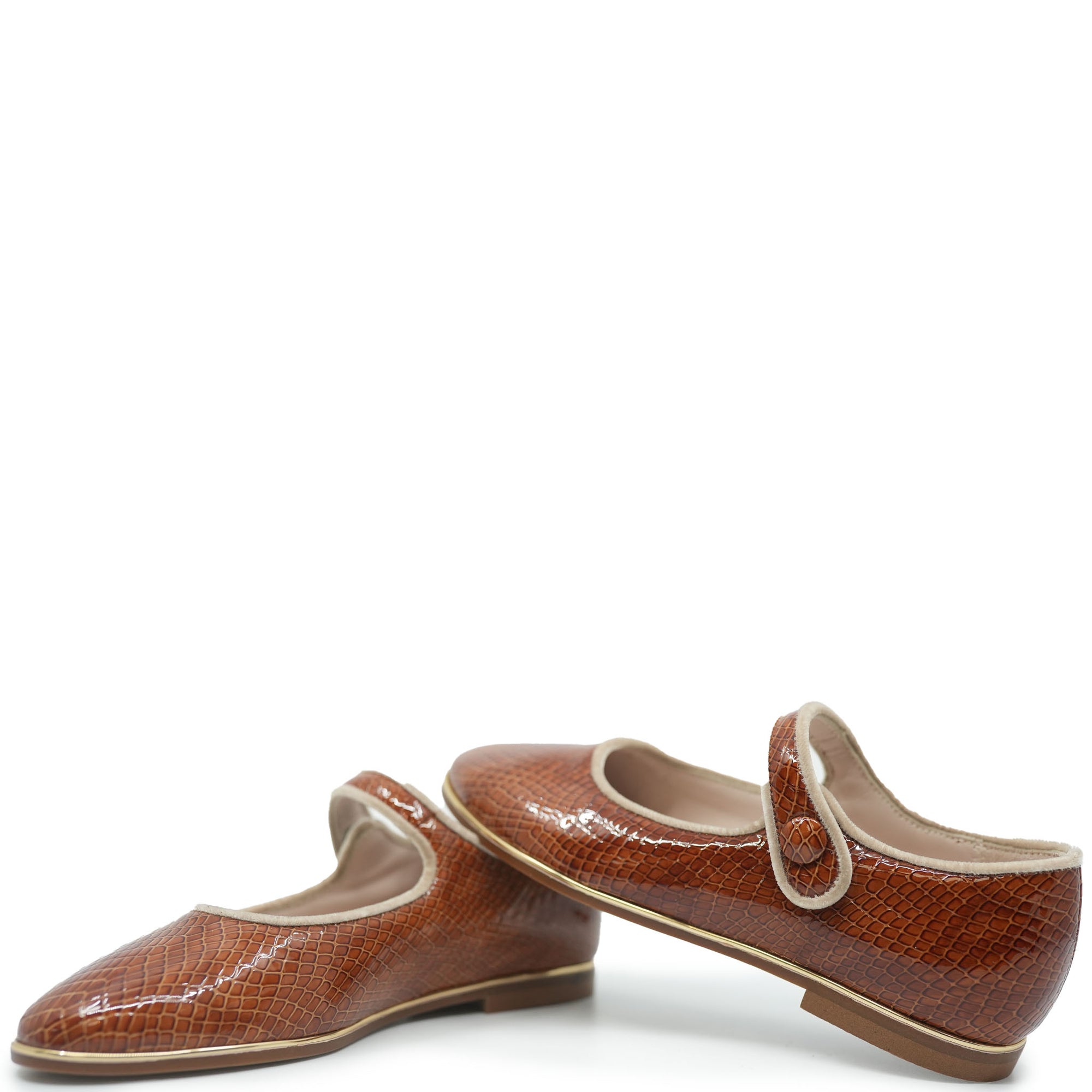 Beberlis Brown Snakeskin Pointed Mary Jane-Tassel Children Shoes