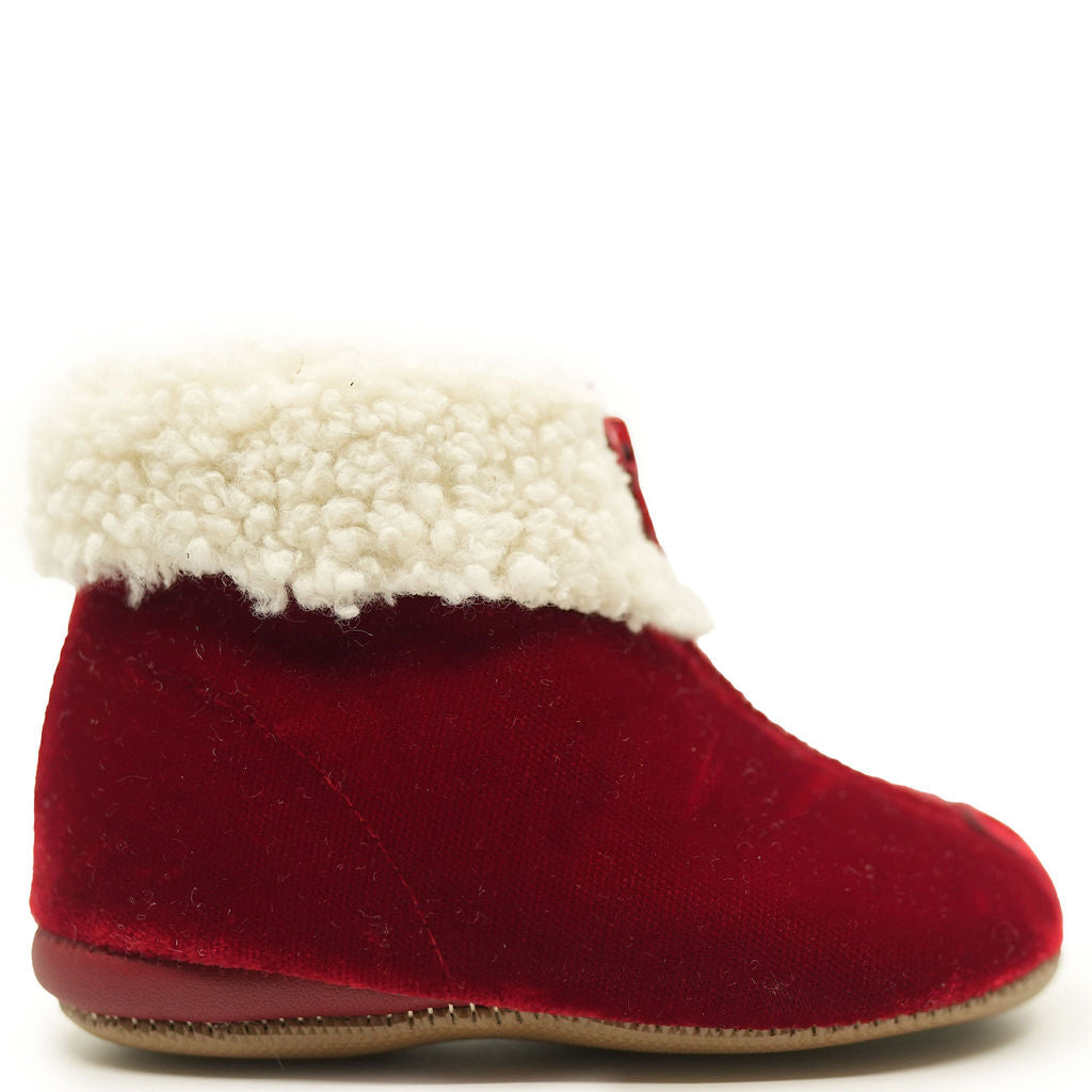 Pepe Red Velvet Shearling Baby Bootie-Tassel Children Shoes