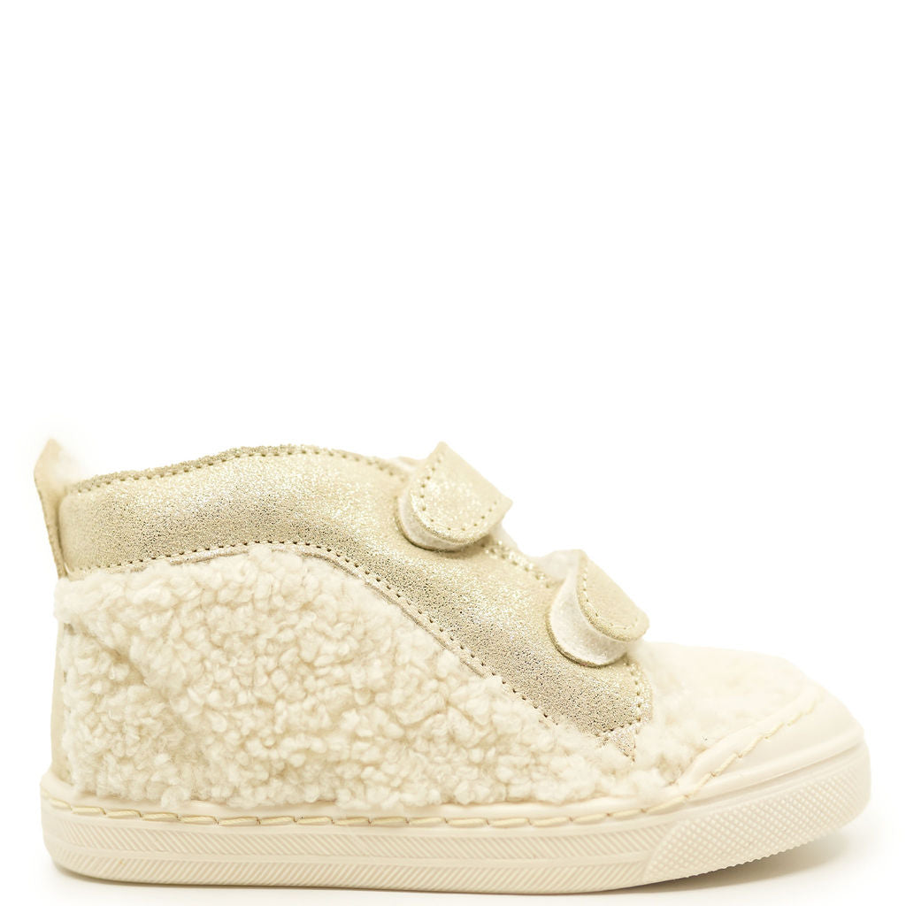 Pepe Ivory and Shearling Hightop Sneaker-Tassel Children Shoes
