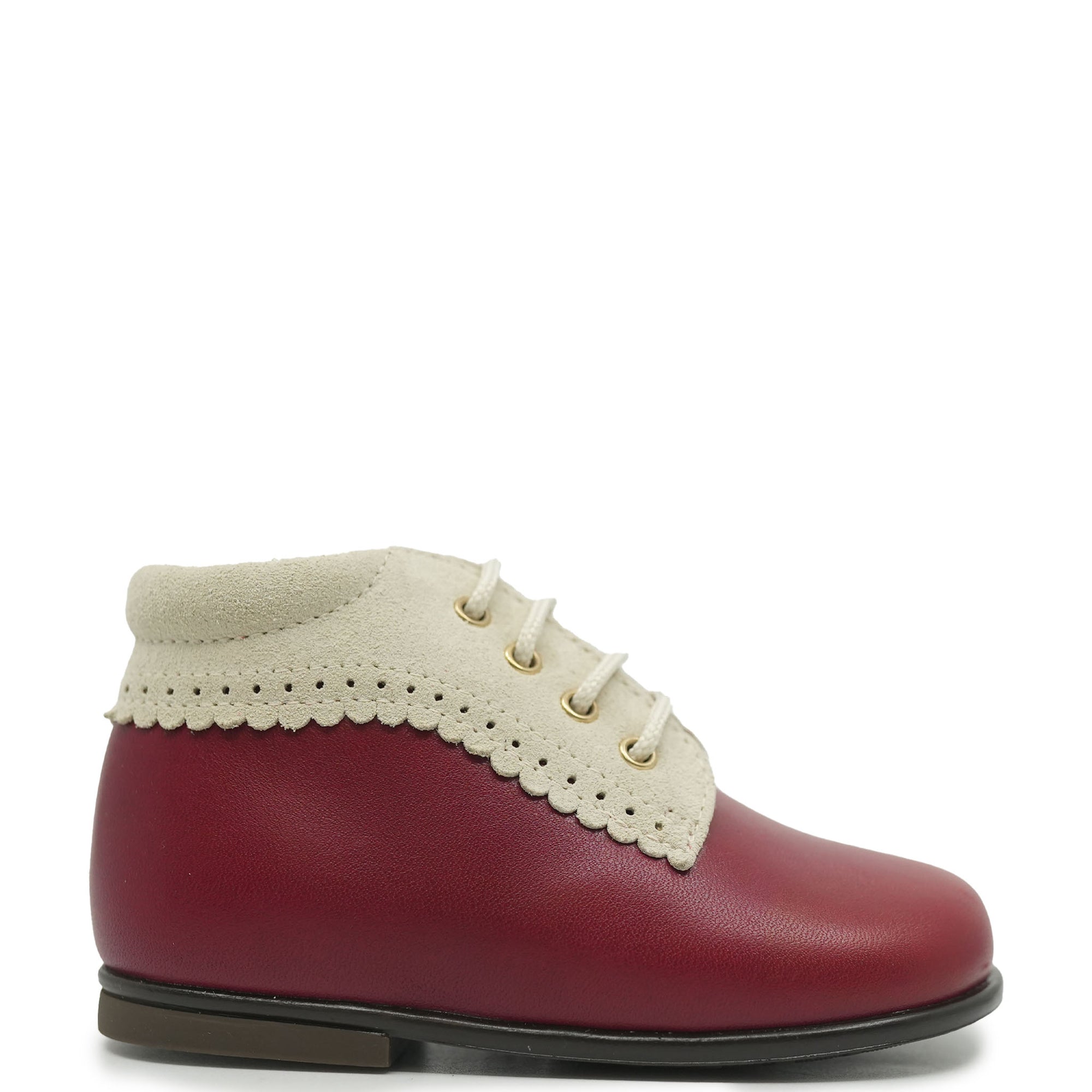 Beberlis Red and Ivory Scalloped Baby Bootie-Tassel Children Shoes