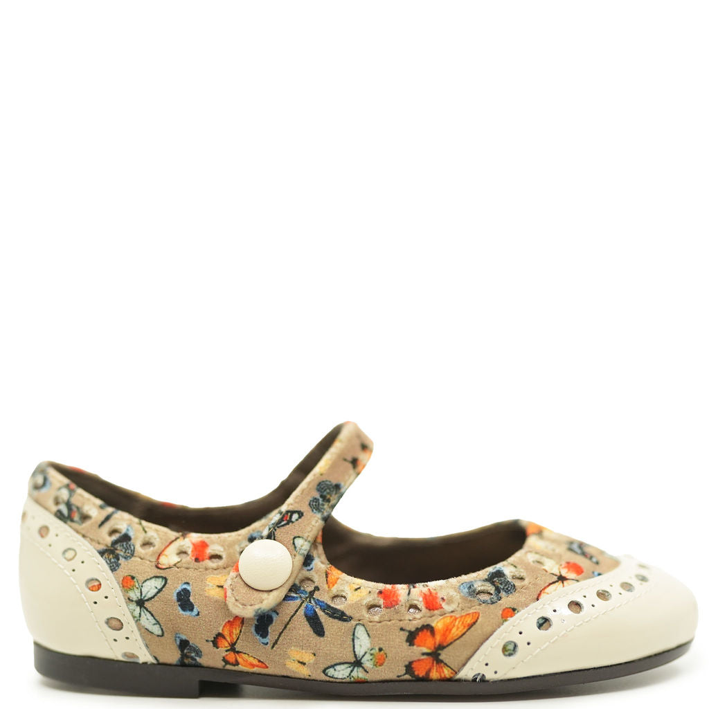 Papanatas Butterfly and Cream Wingtip Mary Jane-Tassel Children Shoes