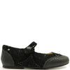 Manuela Black Velvet Embellished Wingtip Mary Jane-Tassel Children Shoes