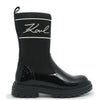 Karl Lagerfeld Black Patent and Elastic Logo Boot-Tassel Children Shoes