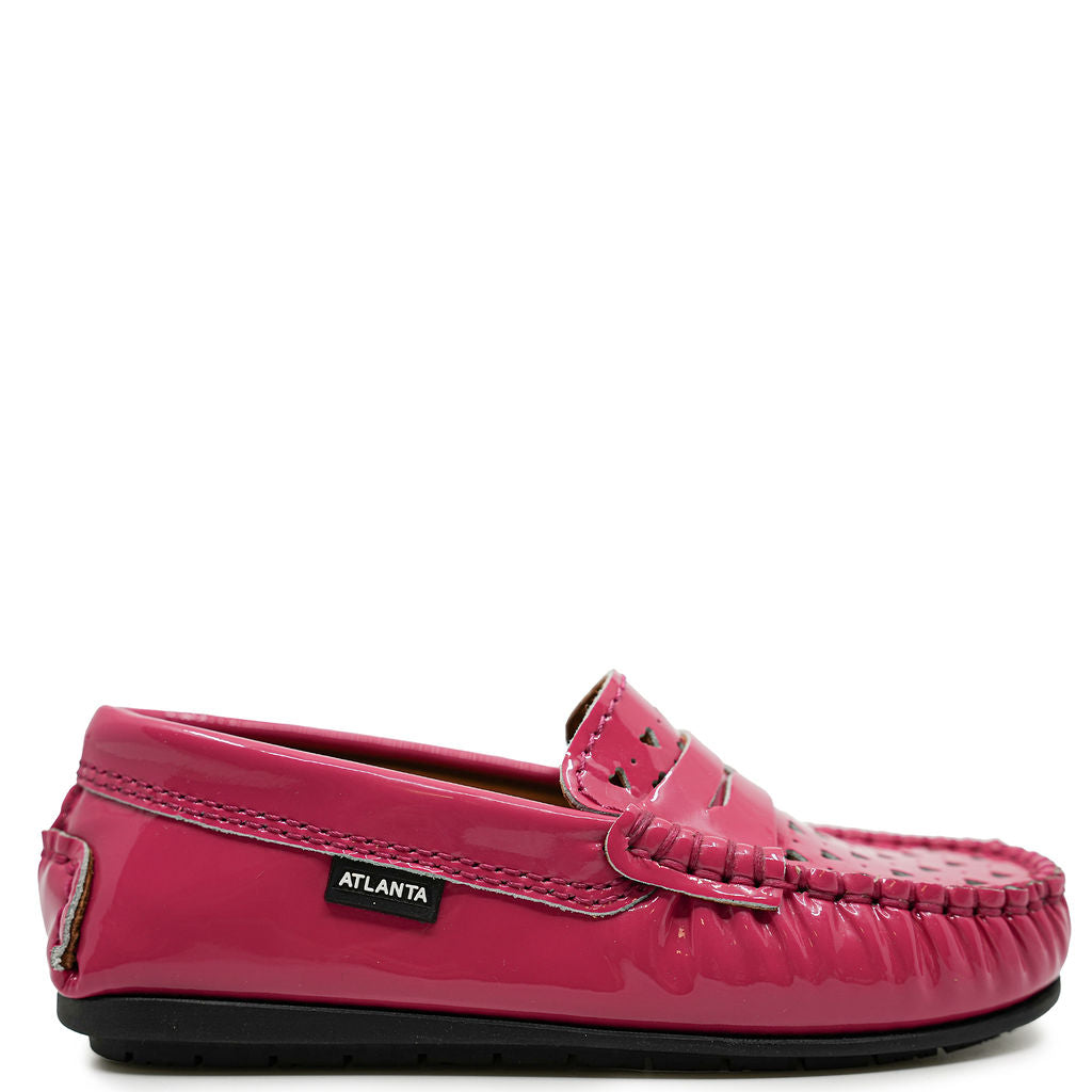 Atlanta Mocassin Fuschia Patent Heart Penny Loafer-Tassel Children Shoes