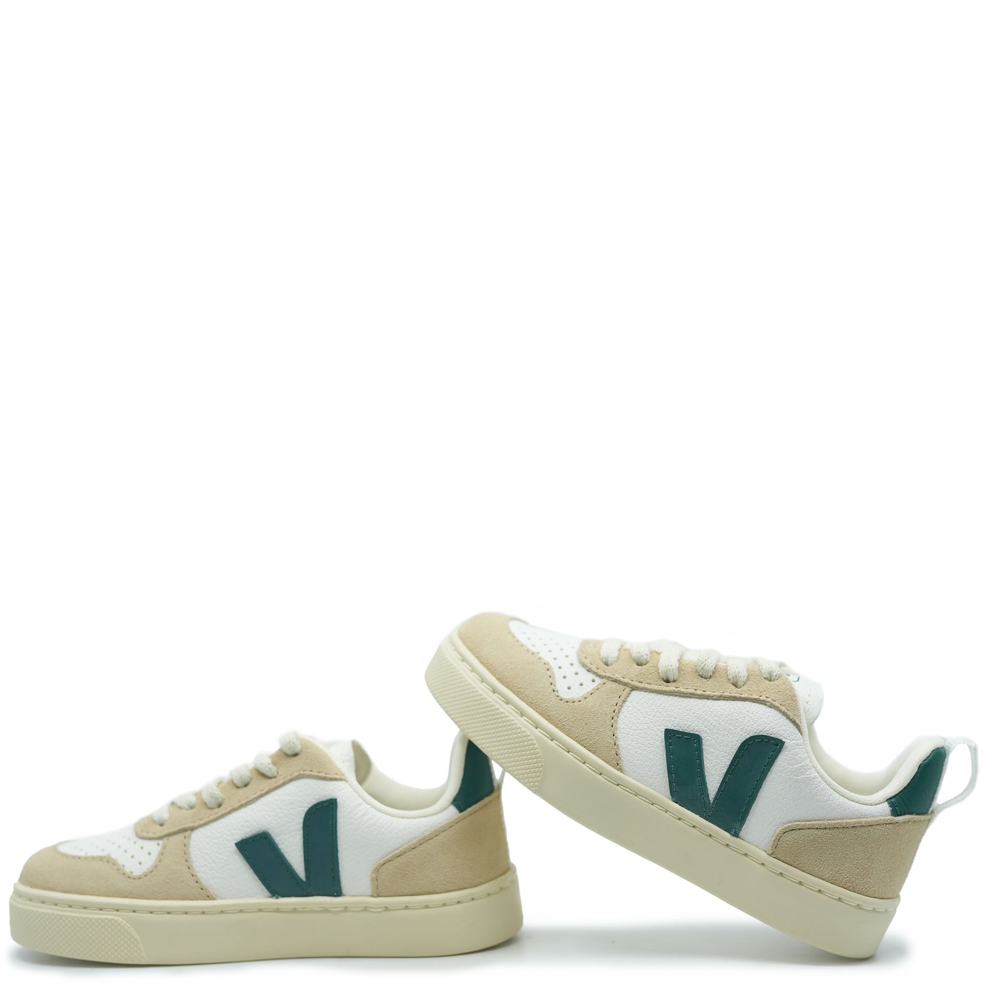 Veja White and Green Brittany Sneaker-Tassel Children Shoes