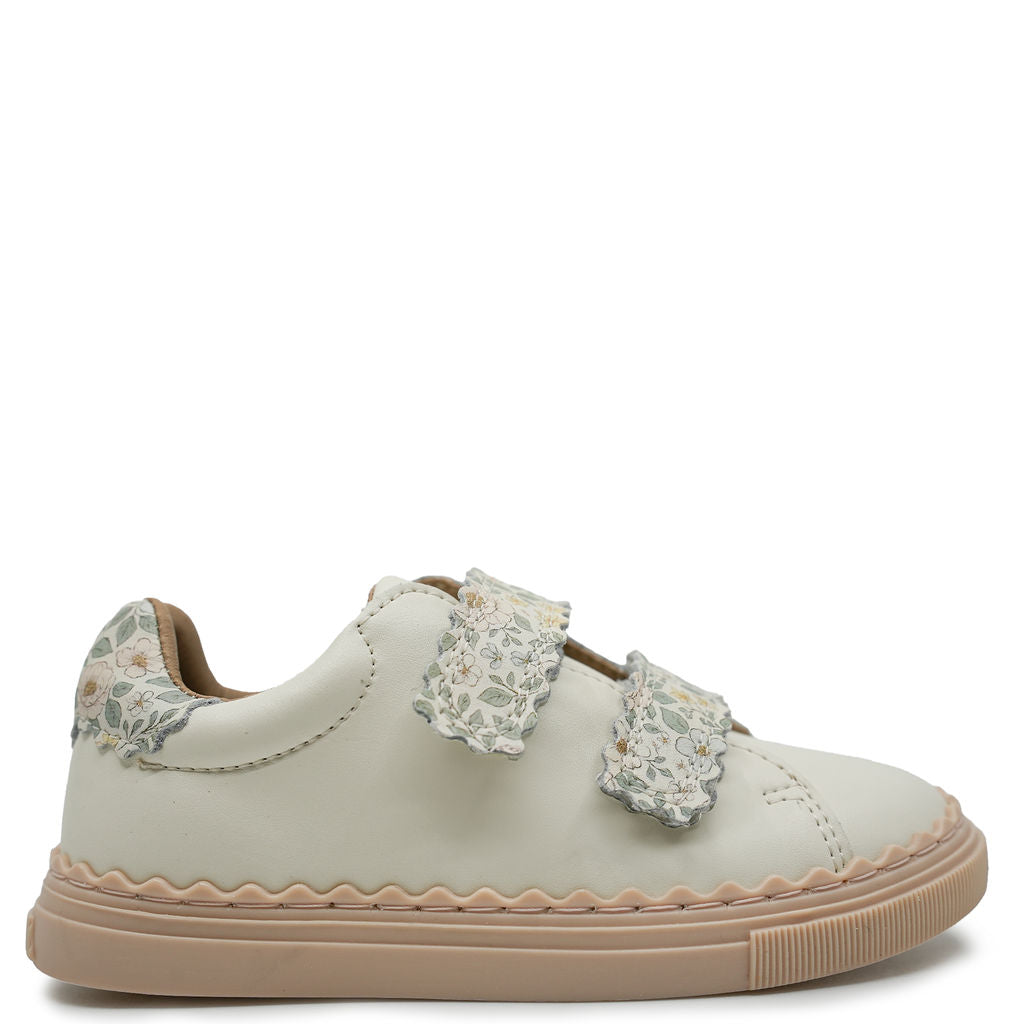 Porte Off White Floral Velcro Sneaker-Tassel Children Shoes