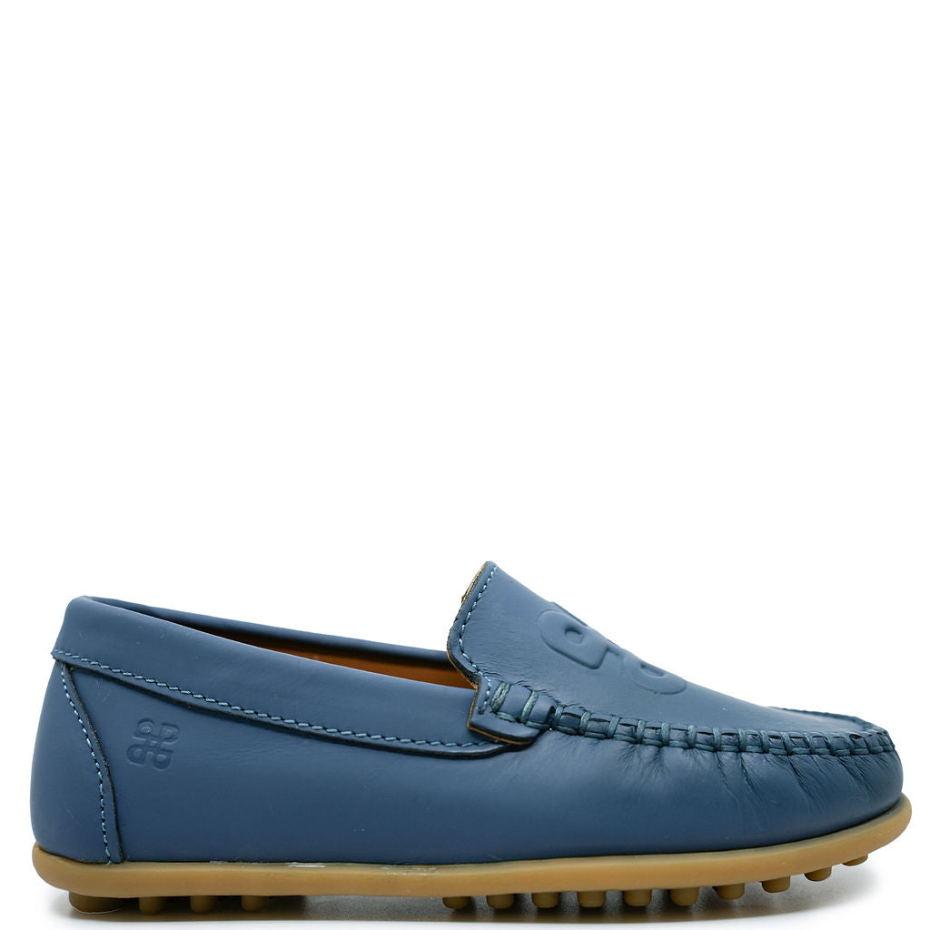 Porte Blue Rubber Embossed Loafer-Tassel Children Shoes