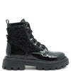Beberlis Black Patent and Shearling Bootie-Tassel Children Shoes