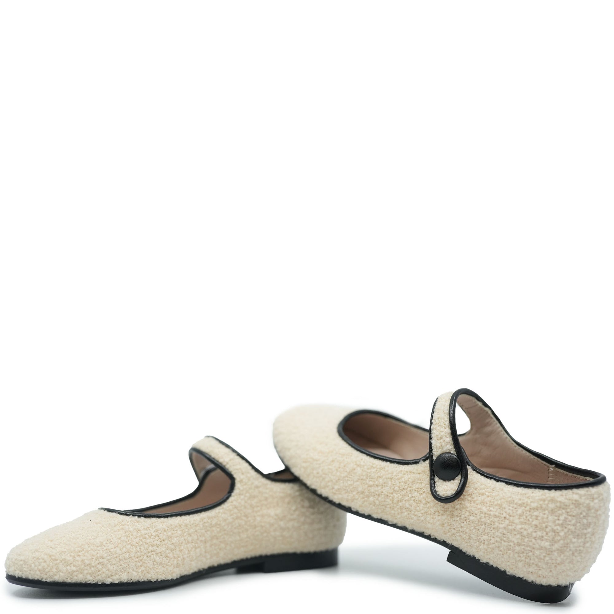 Beberlis Beige Boucle Pointed Mary Jane-Tassel Children Shoes
