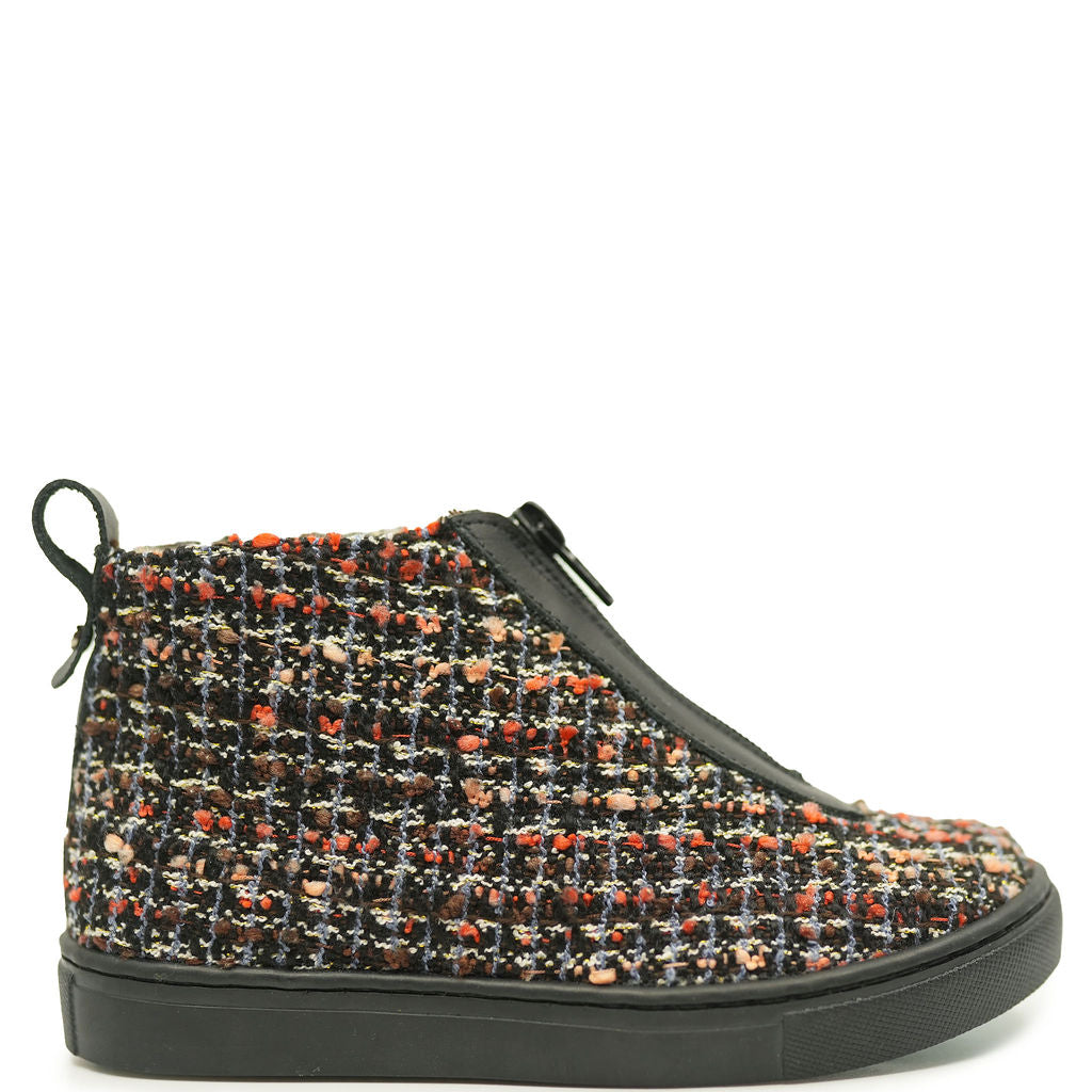 Manuela Tweed Zipper Sneaker Bootie-Tassel Children Shoes