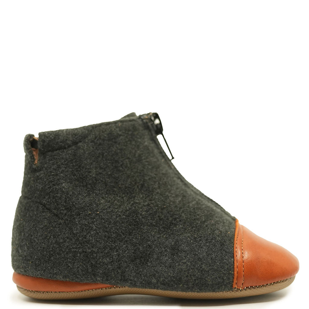 Pepe Gray Wool Captoe Baby Bootie-Tassel Children Shoes