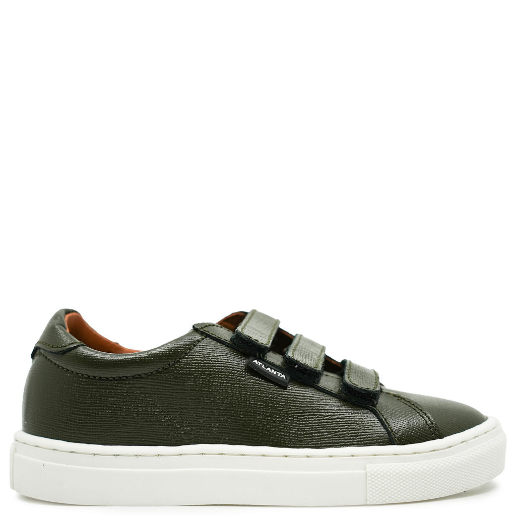 Atlanta Mocassin Forrest Green Velcro Sneaker-Tassel Children Shoes