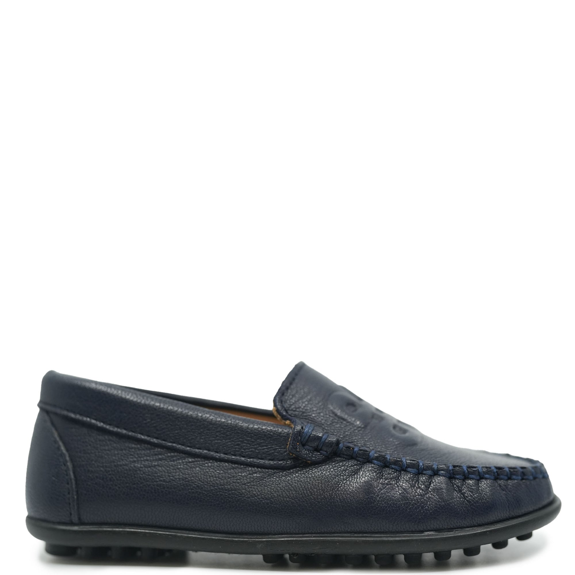Porte Navy Leather Logo Loafer-Tassel Children Shoes