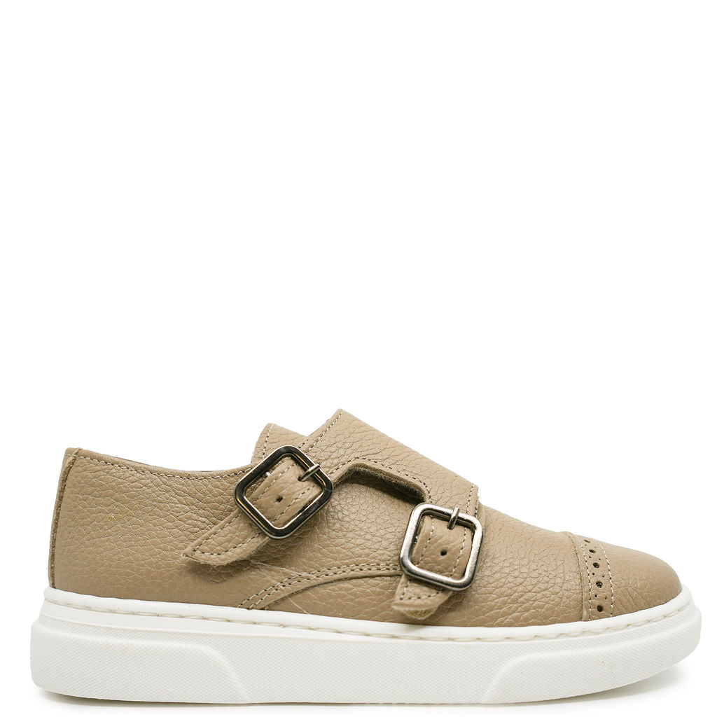 Blublonc Taupe Captoe Dress Sneaker-Tassel Children Shoes