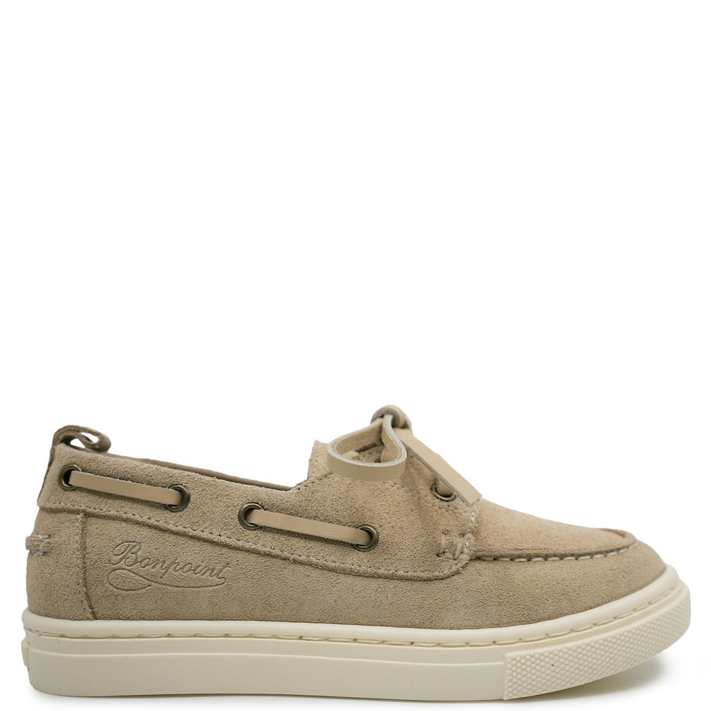 Bonpoint Sand Suede Boat Sneaker Loafer-Tassel Children Shoes