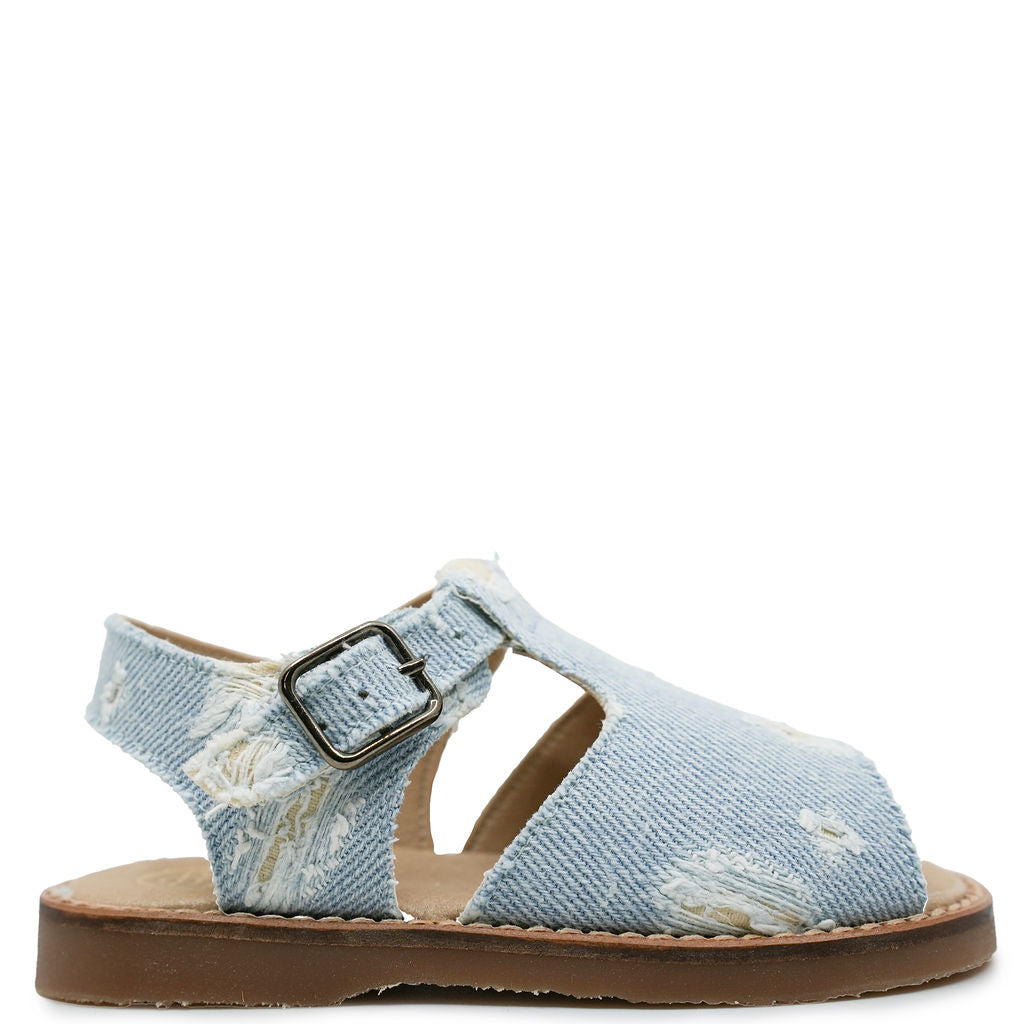 Blublonc Denim T Strap Sandal-Tassel Children Shoes