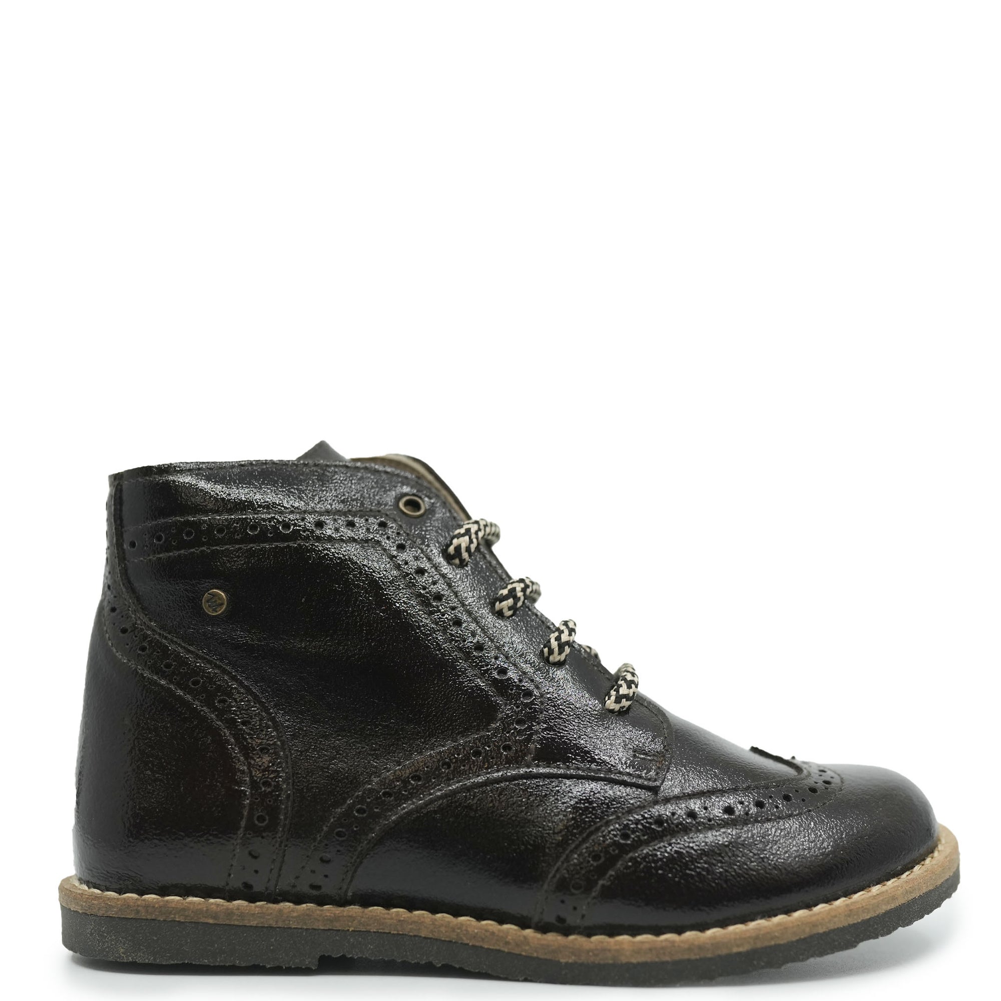 Manuela Dark Brown Wingtip Bootie-Tassel Children Shoes
