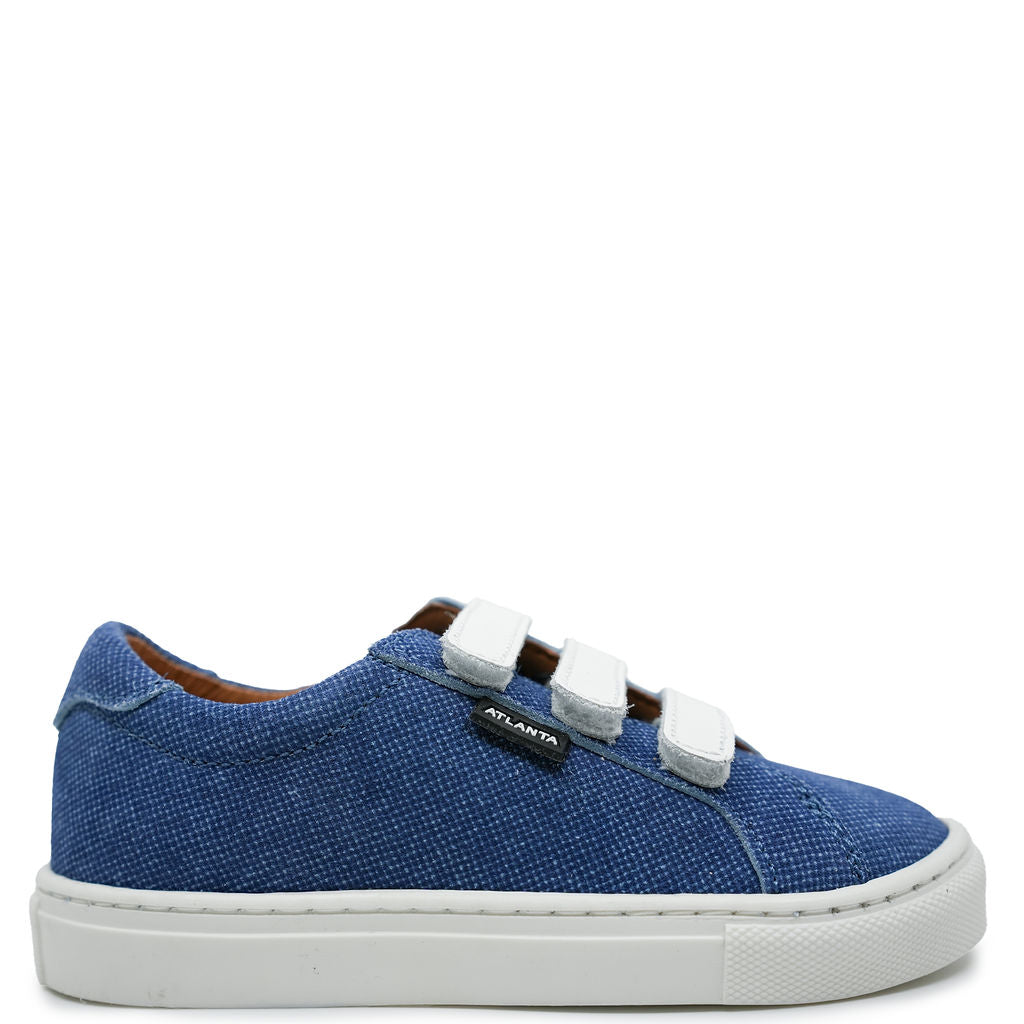 Atlanta Mocassin Denim and White Velcro Sneaker-Tassel Children Shoes