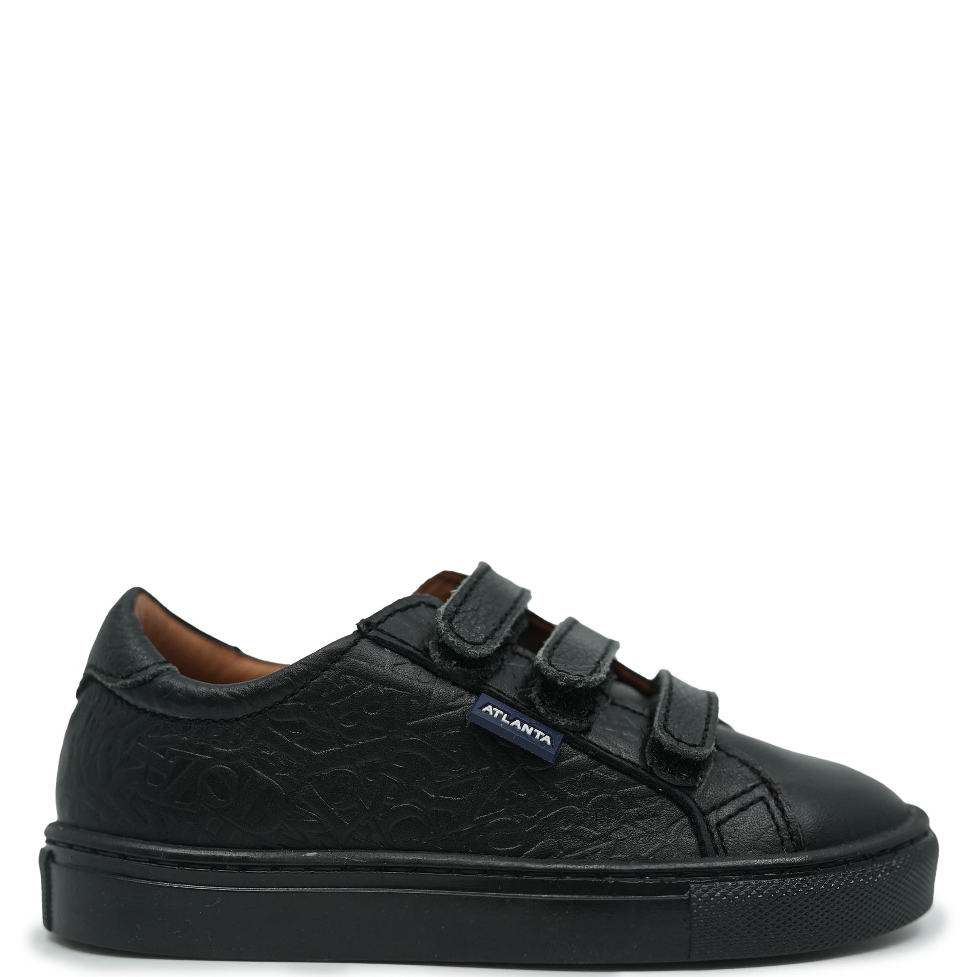 Atlanta Mocassin Black Print Velcro Sneaker-Tassel Children Shoes