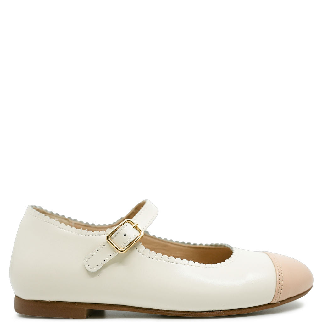 Blublonc Cream Captoe Mary Jane-Tassel Children Shoes