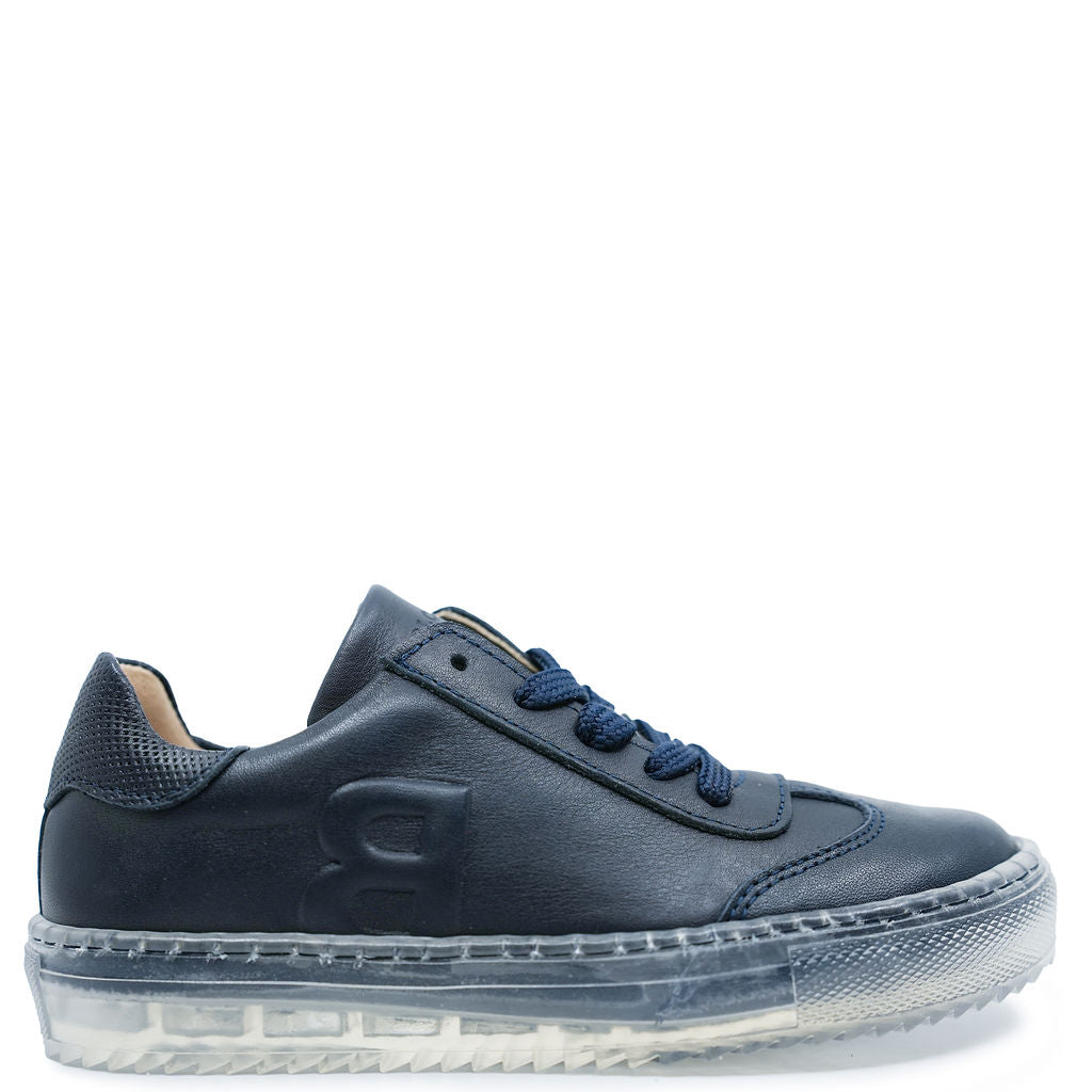 Blublonc Navy Leather Zipper Sneaker-Tassel Children Shoes
