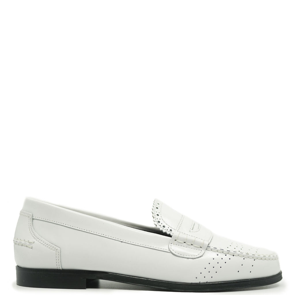 Blublonc White Florentic Perforated Loafer-Tassel Children Shoes