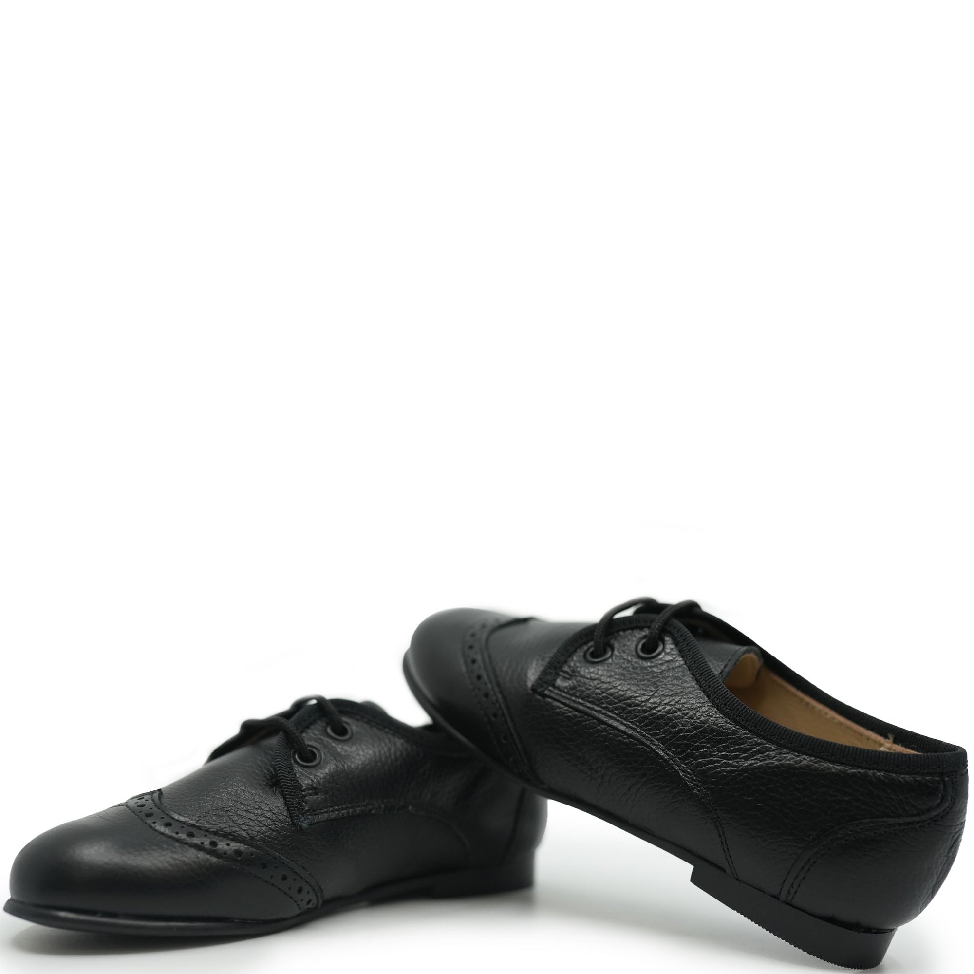 LMDI Black Leather Wingtip Oxford-Tassel Children Shoes
