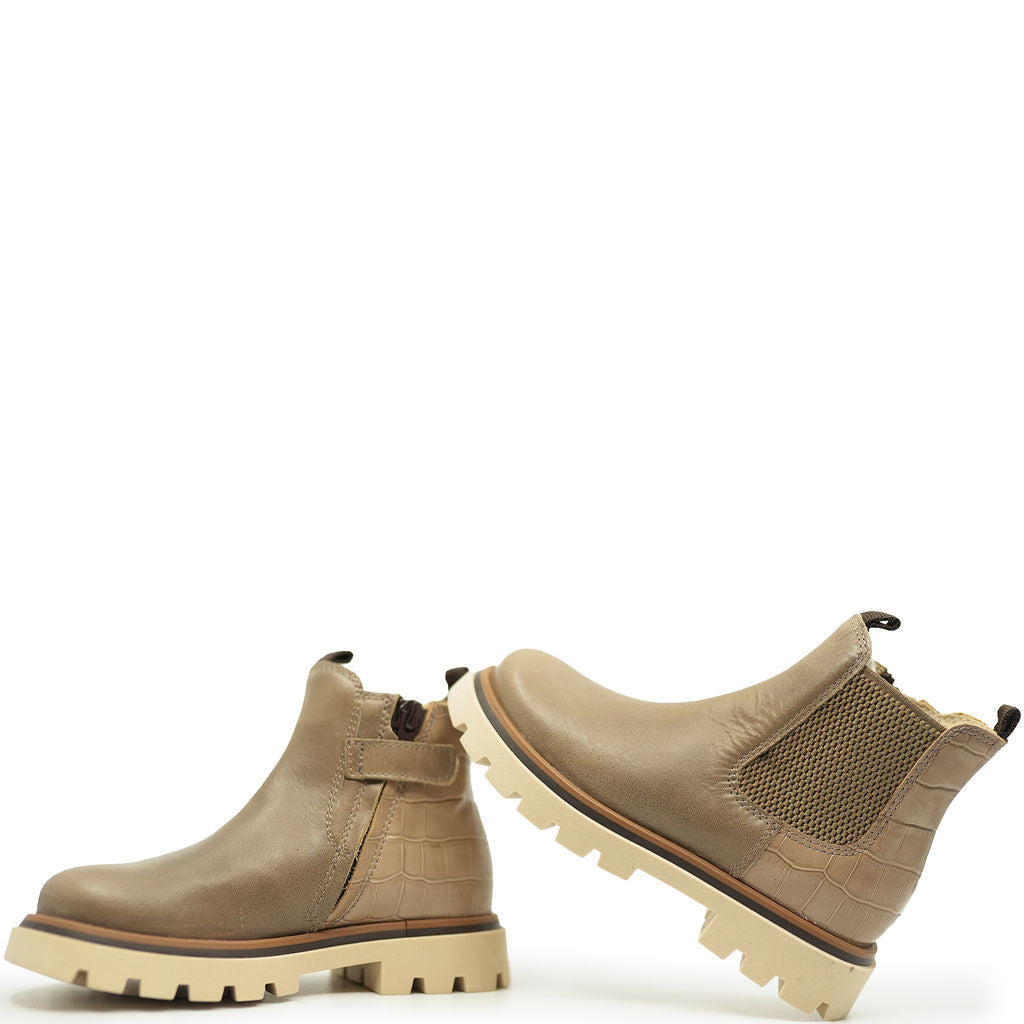 Beberlis Two Tone Elastic Slip on Bootie-Tassel Children Shoes