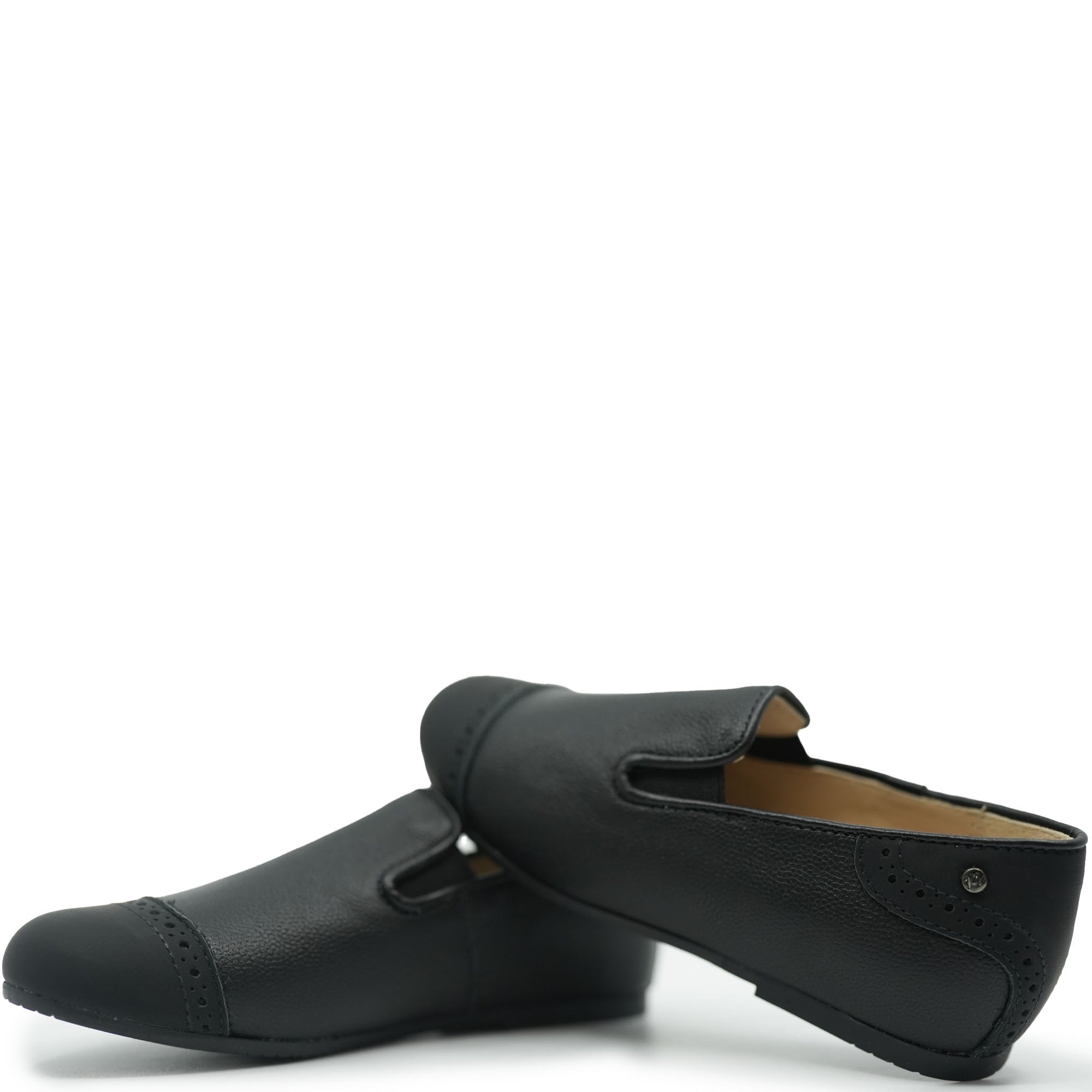 Manuela Black Pebbled Rubber Captoe Smoking Loafer-Tassel Children Shoes