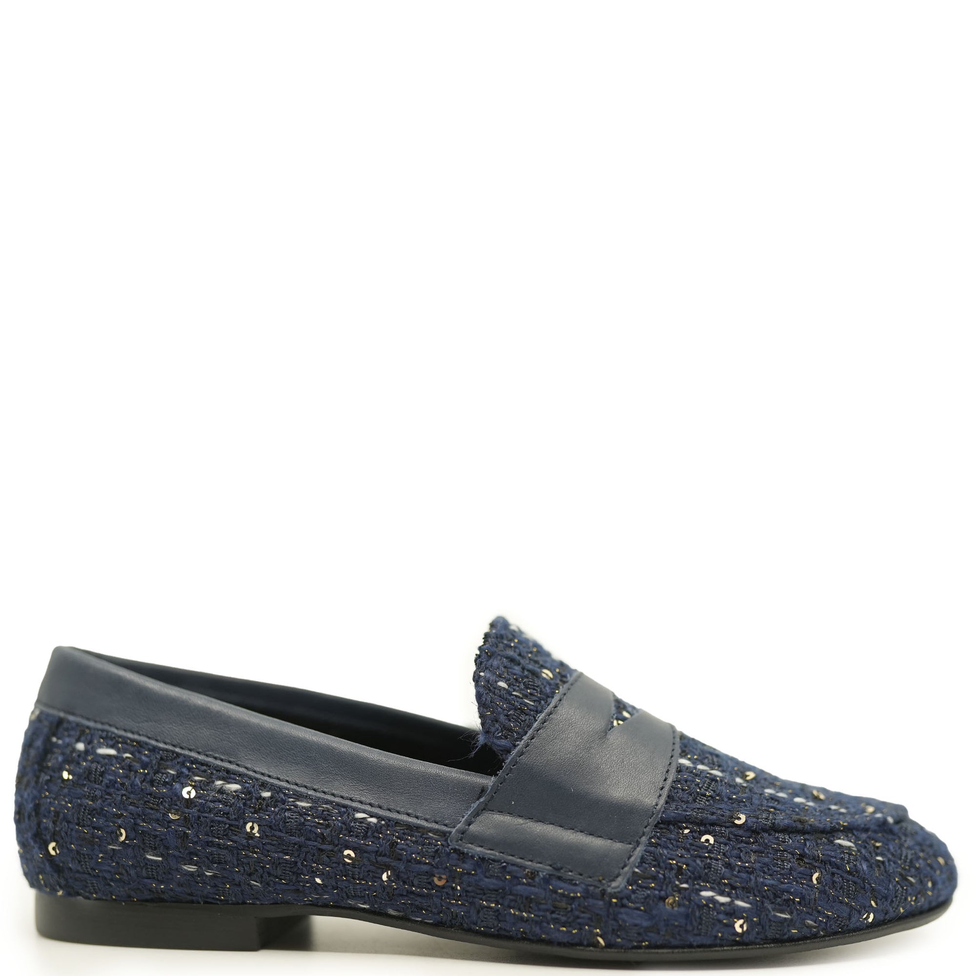 Blublonc Navy Tweed Penny Loafer-Tassel Children Shoes