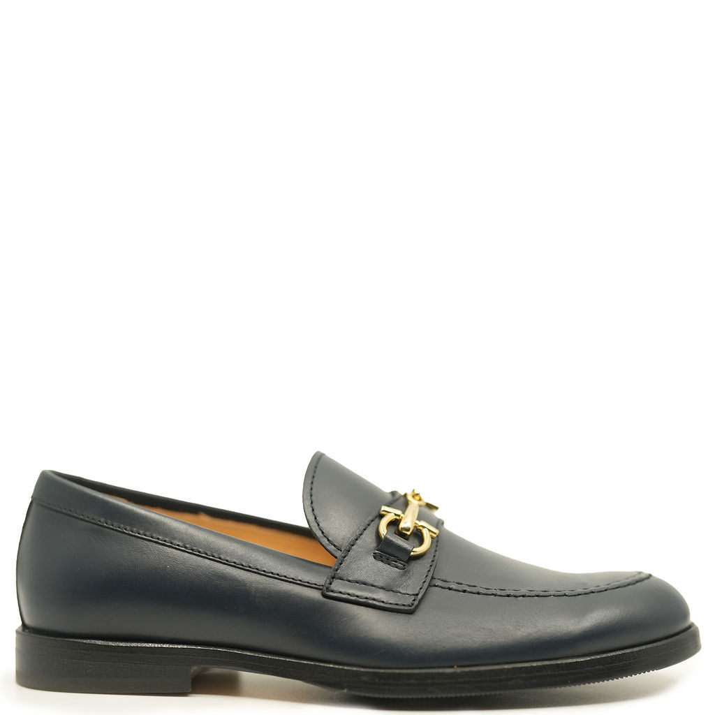 Rondinella Navy Leather Buckle Dress Shoe-Tassel Children Shoes
