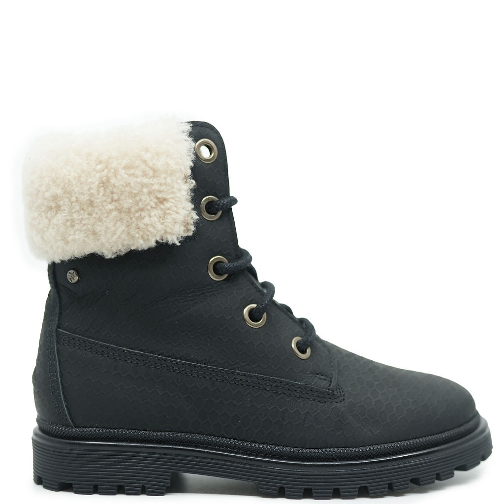 Manuela Black Honeycomb Fur Boot-Tassel Children Shoes