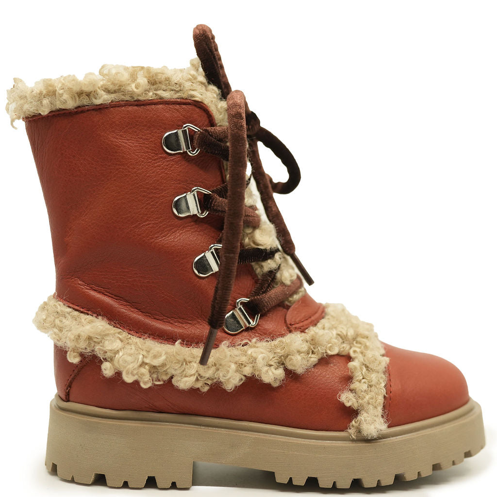 Pepe Brick Shearling Bootie-Tassel Children Shoes