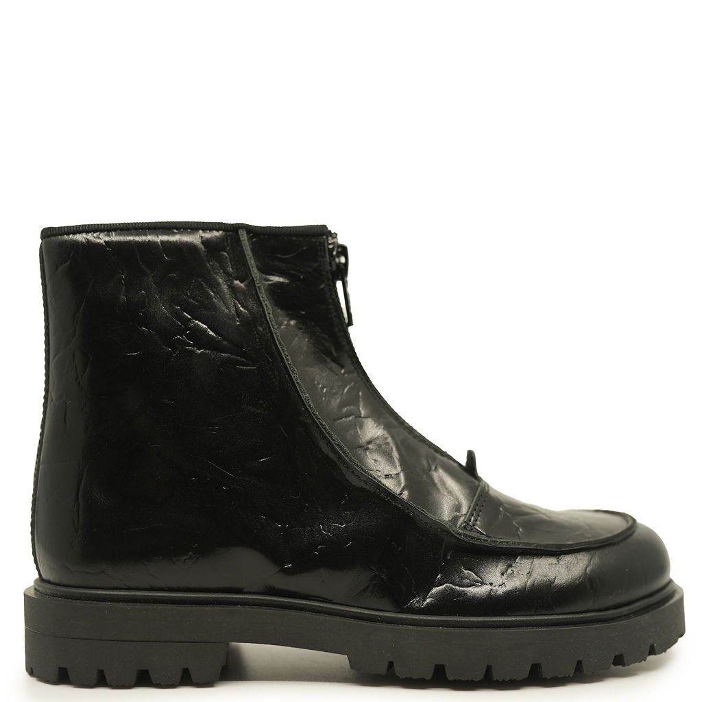 Blublonc Black Leather Zipper Bootie-Tassel Children Shoes