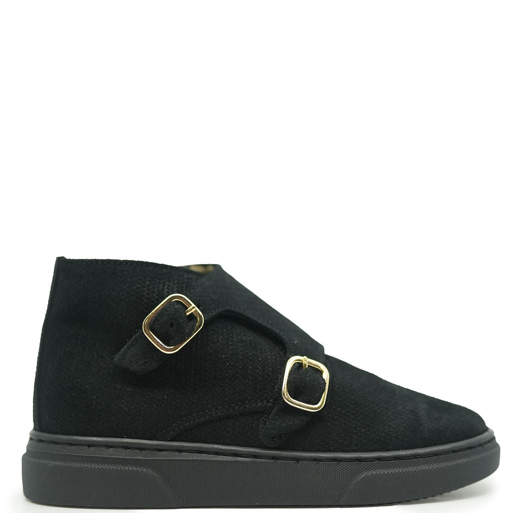 Blublonc Black Suede Hightop Dress Sneaker-Tassel Children Shoes