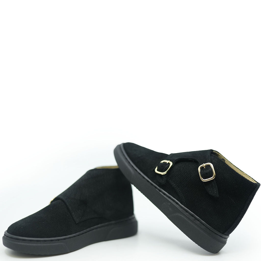 Blublonc Black Suede Hightop Dress Sneaker-Tassel Children Shoes