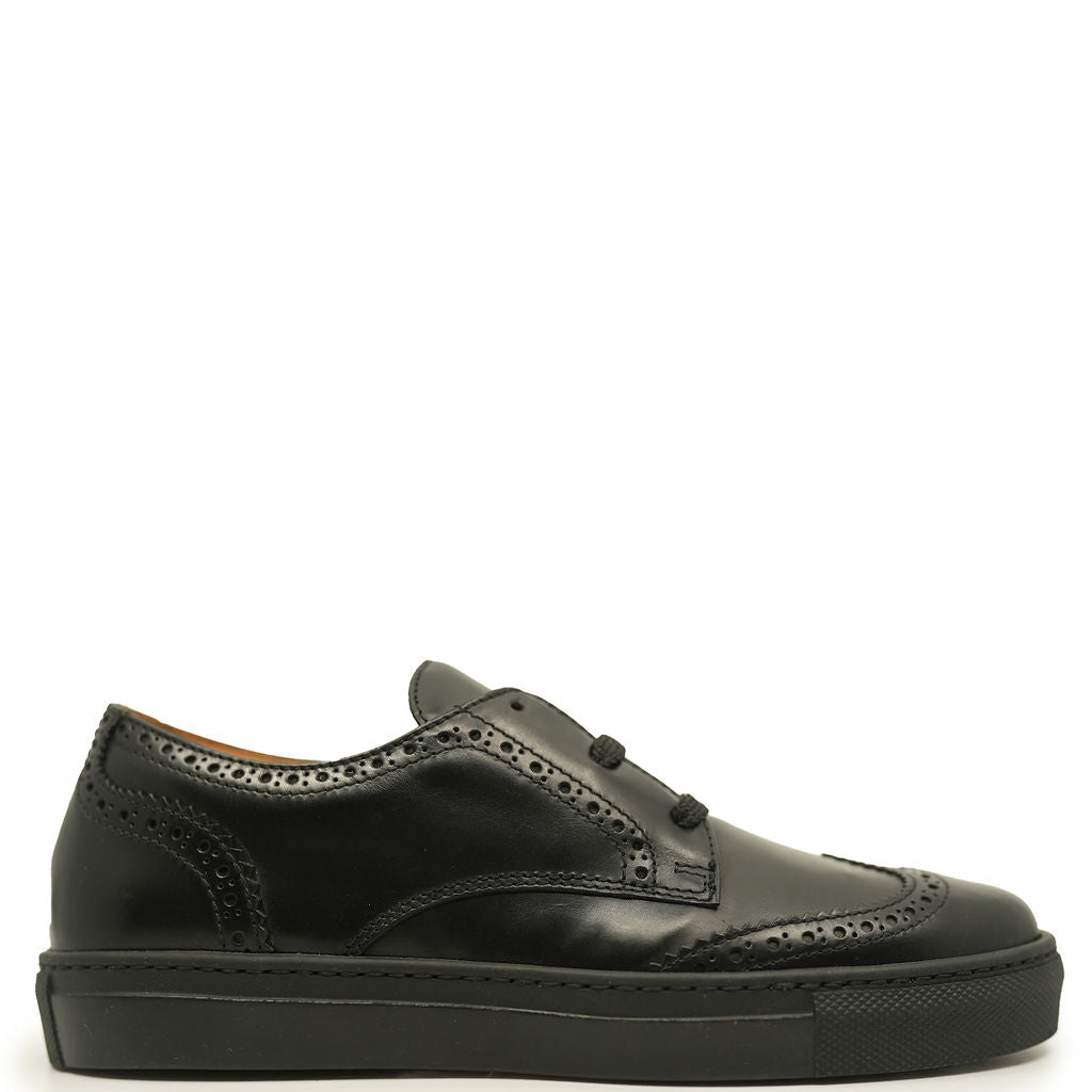 Rondinella Black Wingtip Dress Sneaker-Tassel Children Shoes