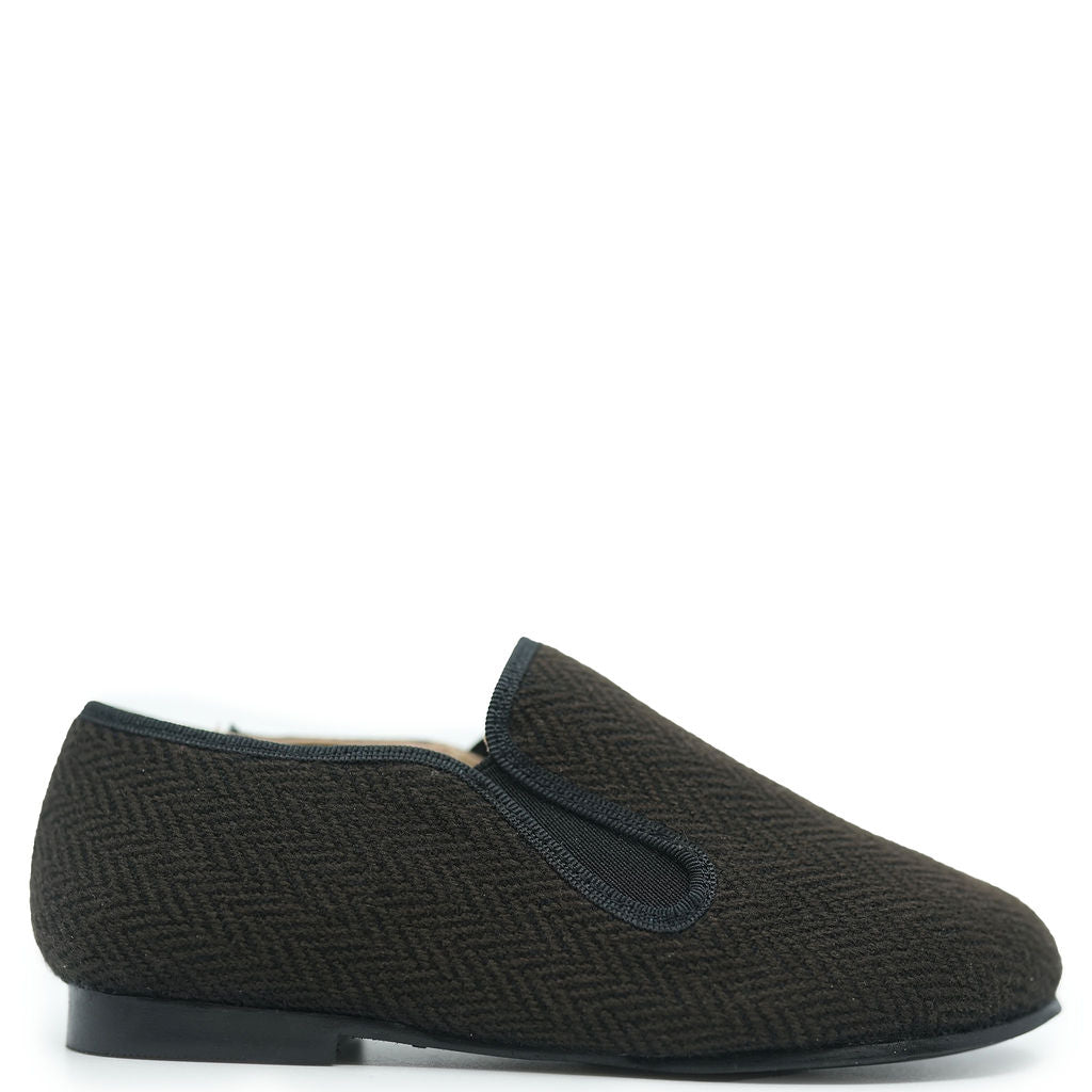 LMDI Coffee Herringbone Smoking Loafer-Tassel Children Shoes