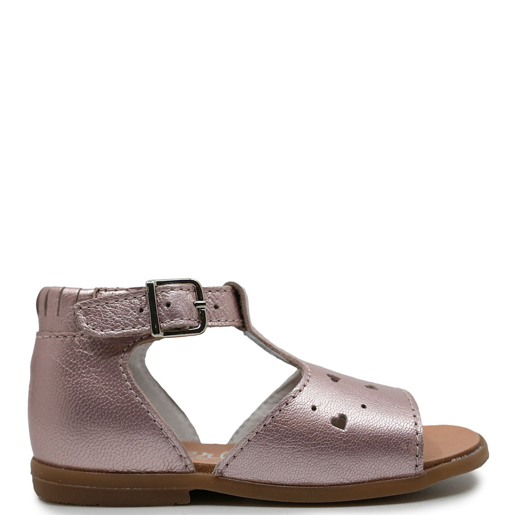 Beberlis Pink Metallic Heart Baby Sandal-Tassel Children Shoes