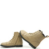 Blublonc Taupe Perforated Captoe Bootie-Tassel Children Shoes