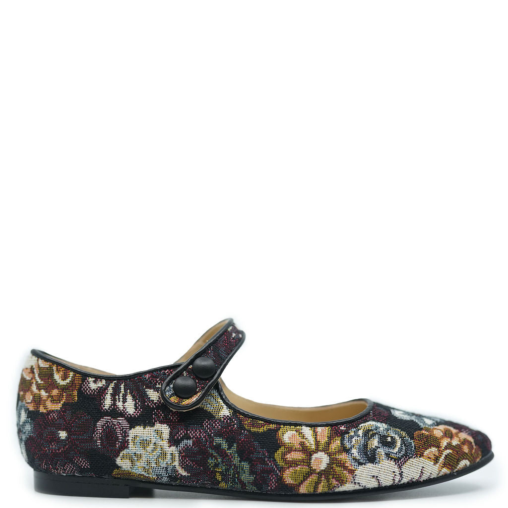 LMDI Floral Print Pointed Mary Jane-Tassel Children Shoes