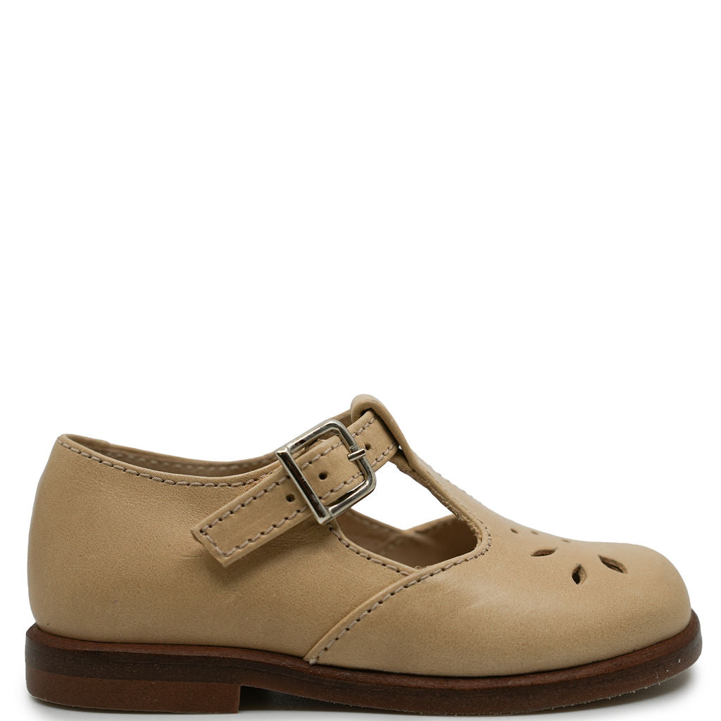 Beberlis Vintage Taupe Perforated Buckle Shoe-Tassel Children Shoes