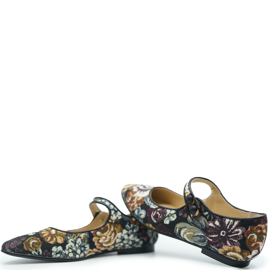 LMDI Floral Print Pointed Mary Jane-Tassel Children Shoes