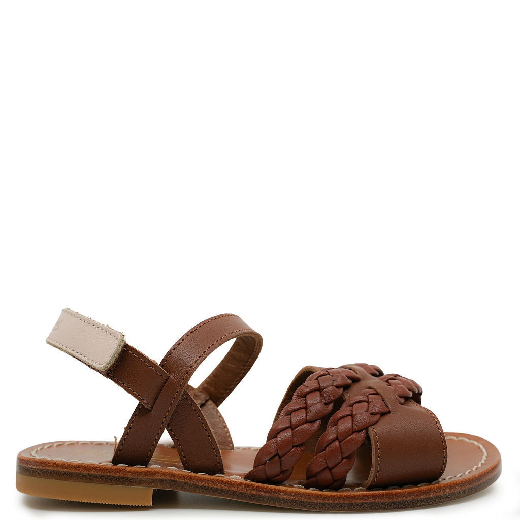 Bonpoint Caramel Liza Braided Sandal-Tassel Children Shoes