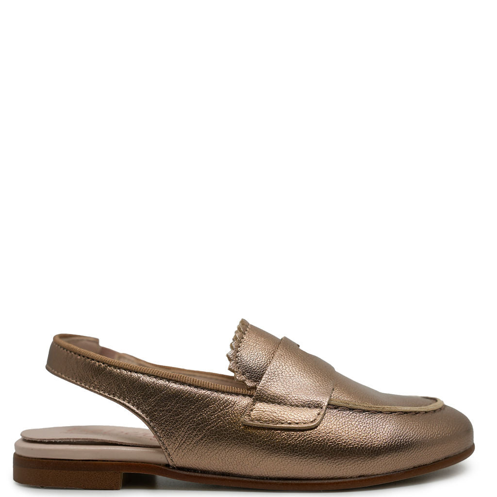 Beberlis Rose Gold Scalloped Heart Slingback-Tassel Children Shoes